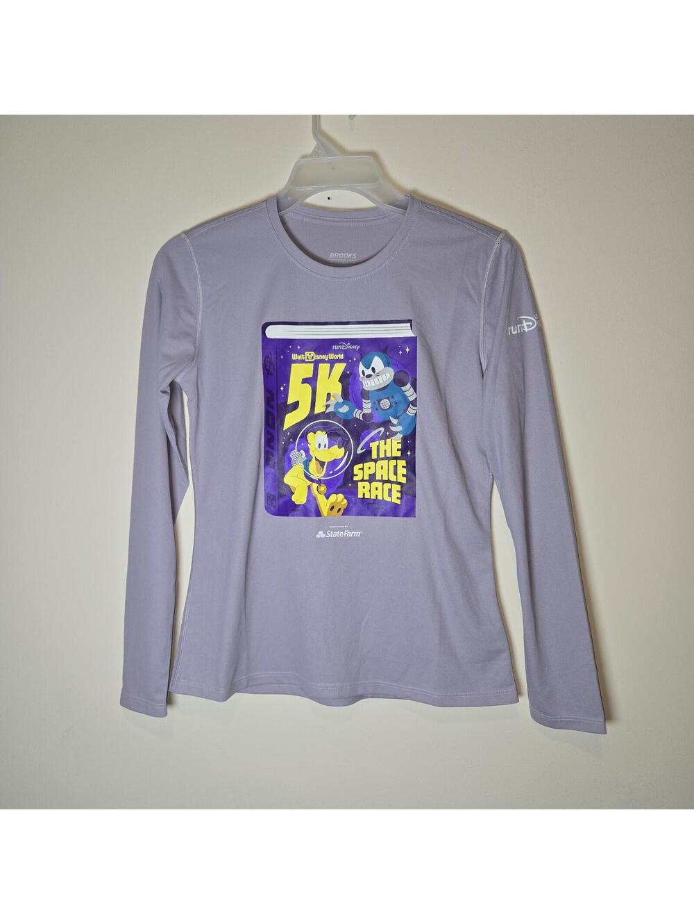 runDisney Brooks 2026 5k Marathon Space Race Pluto Lavender Womens Shirt sz S